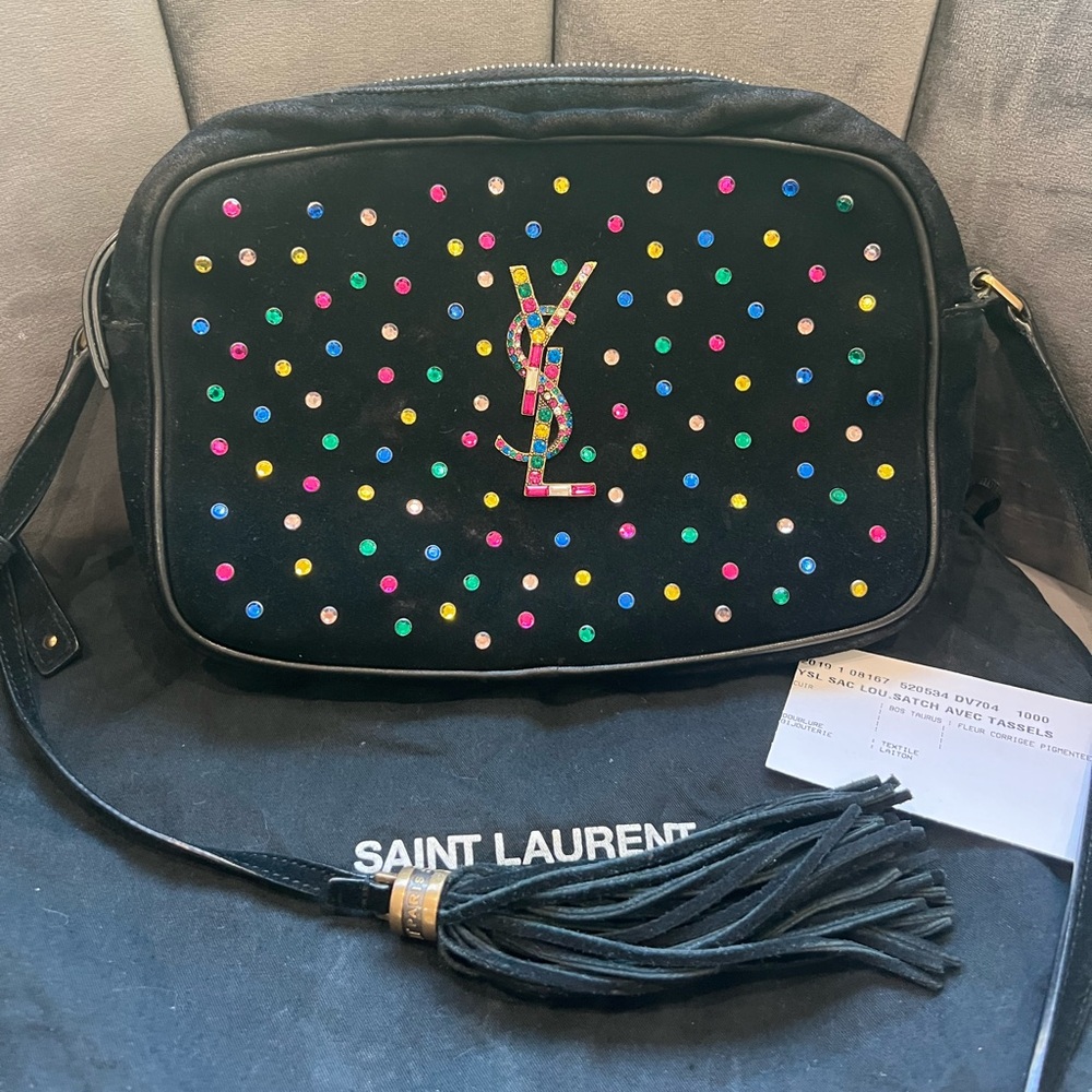 Yves Saint Laurent Rainbow Crystal Studded tassel crossbody Camera Bag - Picture 4 of 17